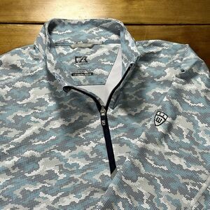 Cutter & Buck Pullover Mens XL Traverse Eco Camo Print 1/4 Zip GOLF LOGO